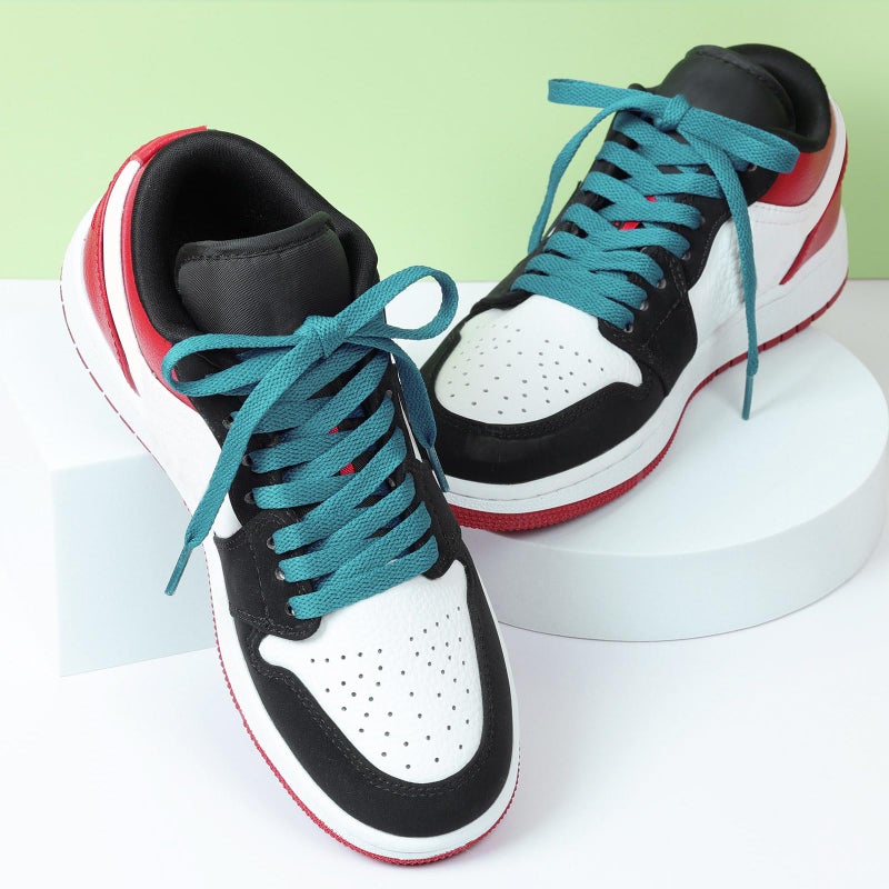 Stepace [2 Pairs Flat Shoe Laces for Sneakers 5/16" Width 30"-72" Length 26 Color Shoelaces Peacock Blue 45"(114 cm) - Image 3